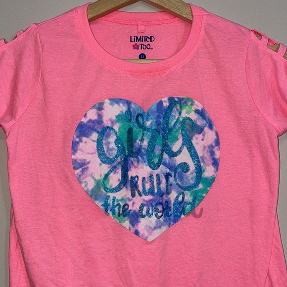 4/$24🦩 Limited Too Cold  Cutout Shoulder Tee Size 12 - Picture 3 of 7